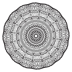 Beautiful creative mandala floral decorative element coloring book page