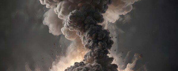 Thick, opaque smoke plume billows ceaselessly upward, creating a vortex,  disaster,  industrial