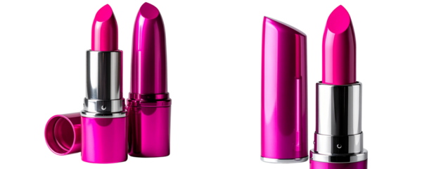 Rusty Blue Steel Oil Drum with Weathered Texture, isolated on transparent background PNG - Bright Fuchsia Lipstick Bullet with Elegant Cap, isolated on transparent background PNG