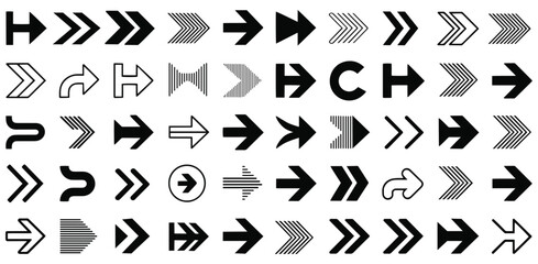 Collection of Arrow Icons Various Styles and Directions for Design