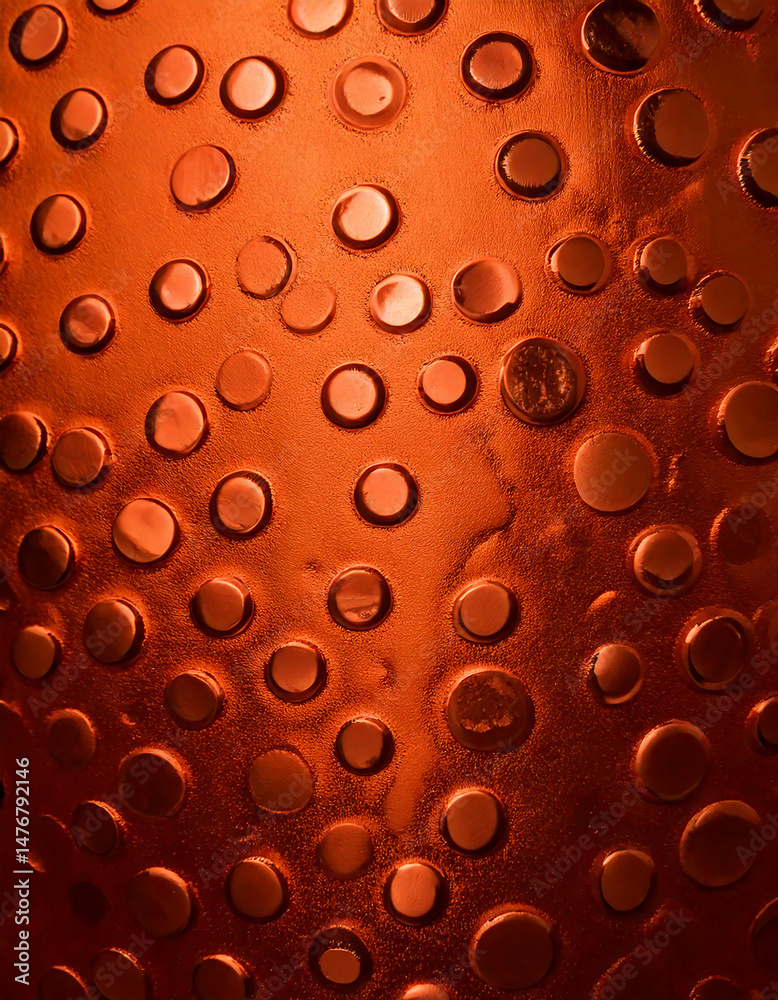 Aufkleber close up of an orange surface with round holes, creating a textured and patterned background with a 
