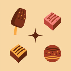 Some Alluring chocolates. Vector Illustration of some Pieces of Chocolates.