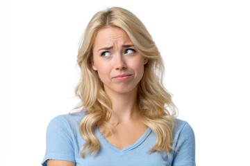 Blonde Woman's Pensive Expression: A Thoughtful Portrait