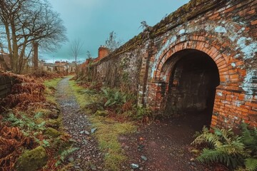 Obraz premium Ruined archway, overgrown path