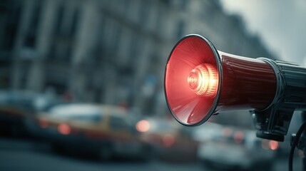 A close-up of an emergency siren system being activated, showcasing the alert mechanism in action.