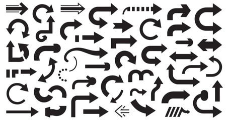 Collection of Arrow Icons Various Styles and Directions for Design