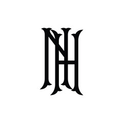 NH monogram logo design letter text name symbol monochrome logotype alphabet character simple logo