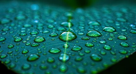 Water droplets on leaf macro
