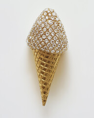 Ice Cream Cone with Fire and Diamonds Inside – Surreal Luxury Dessert Concept