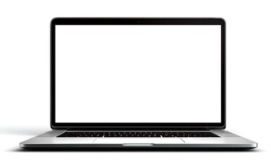 Modern Silver Laptop with Blank White Screen Ideal for Mockups Website Design Presentations and Technology Concepts