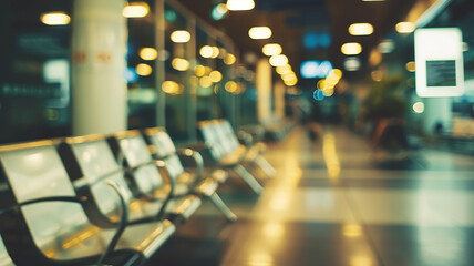 Obraz premium empty seats in the airport lounge, abstract blurred background