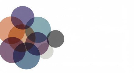 Obraz premium Diversity concept background with overlapping translucent colorful circles on white canvas