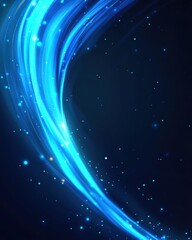 Obraz premium Abstract blue light streaks flowing diagonally across dark space with glowing particles and bokeh effects
