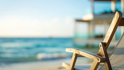 Obraz premium tropical coast beach in a warm resort in soft tones of sand and sea, blurred background