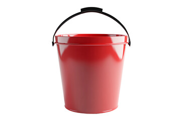 a red bucket with black handle
