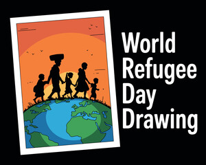 World Refugee Day drawing showing migration journey across the globe