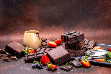 Dark chocolate brownies with berry