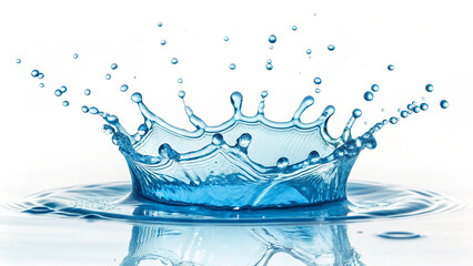set of blue water drop splash isolated on transparent background