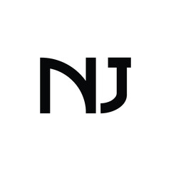 NJ monogram logo design letter text name symbol monochrome logotype alphabet character simple logo