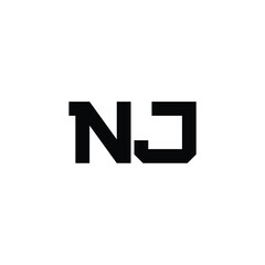 NJ monogram logo design letter text name symbol monochrome logotype alphabet character simple logo