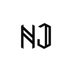 NJ monogram logo design letter text name symbol monochrome logotype alphabet character simple logo