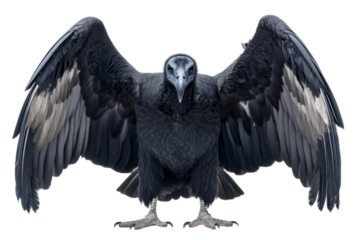 Majestic Vulture with Wings Spread . Transparent background PNG