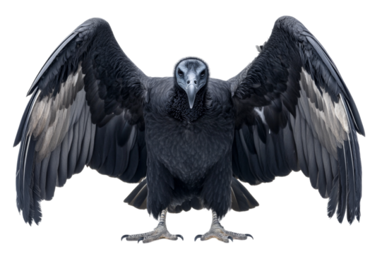 Majestic Vulture with Wings Spread . Transparent background PNG