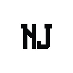 NJ monogram logo design letter text name symbol monochrome logotype alphabet character simple logo