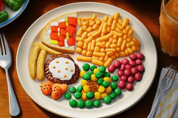 Conceptual illustration of diabetes-friendly food on a plate to promote health and awareness
