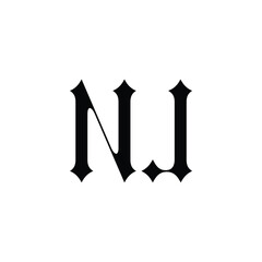 NJ monogram logo design letter text name symbol monochrome logotype alphabet character simple logo
