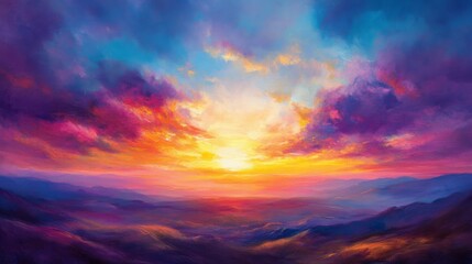 Obraz premium Breathtaking Sunset Canvas with Vibrant Hues in the Sky