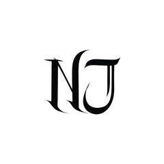 NJ monogram logo design letter text name symbol monochrome logotype alphabet character simple logo