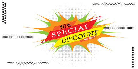 Obraz premium Special Discount offer banner.sale banner vector template. Discount label and sale background, Special Discount marketing poster design for web and Social. EPS 10