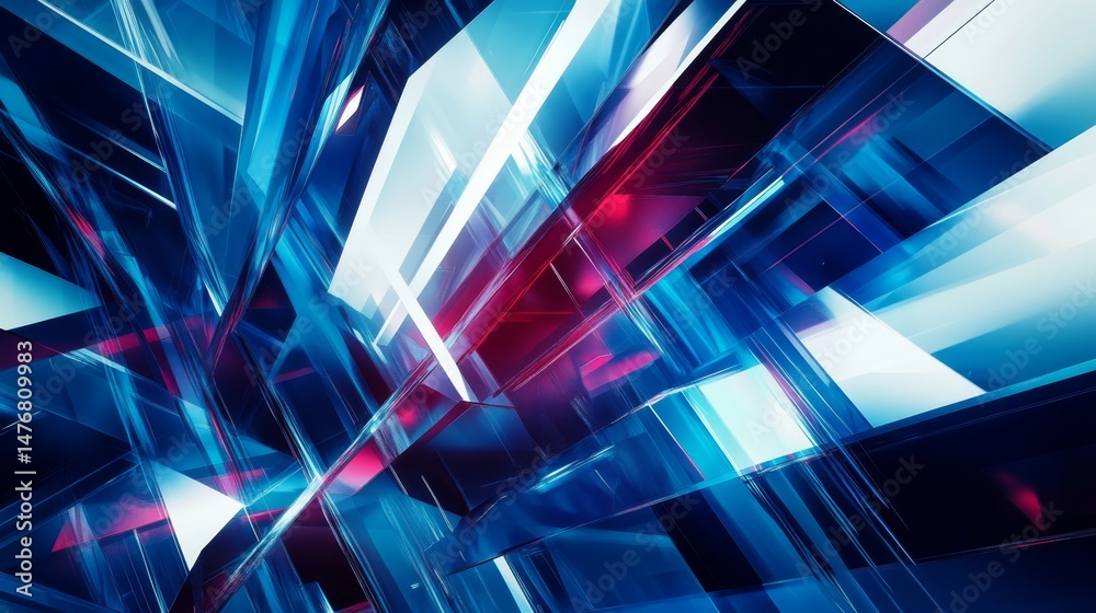 Poster dynamic geometric patterns pulsating with electric energy on canvas