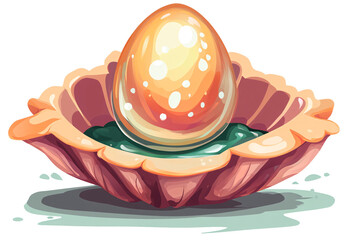 a cartoon of a shell with an egg in it