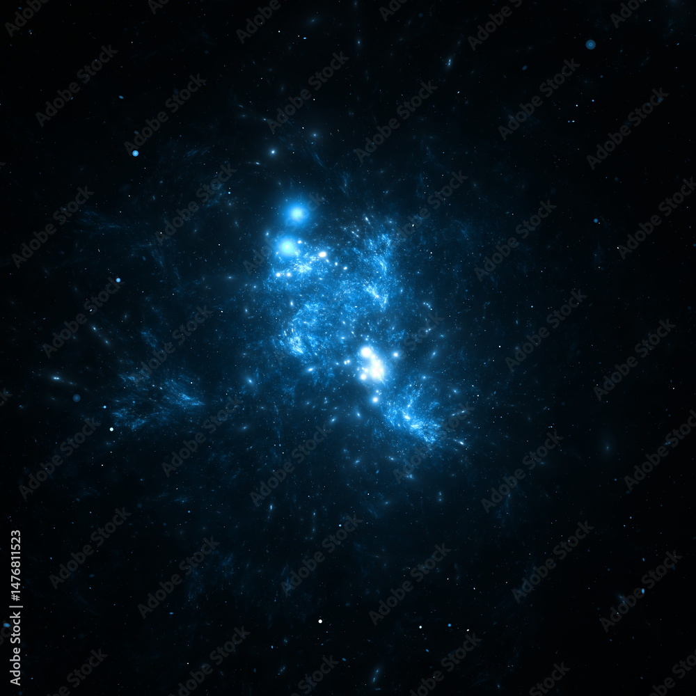 Wall mural stunning cosmic formations display vivid blue light and dynamic gases against the dark expanse of sp