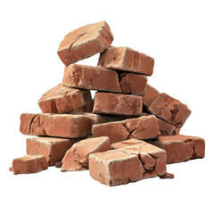 Obraz premium Pile of broken, reddish-brown bricks