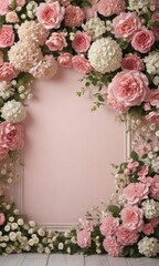 Vintage pink rose, daisy & hydrangea floral wall  Elegant romantic backdrop , bouquet, plant, elegant