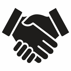 Handshake icon black vector on white background.