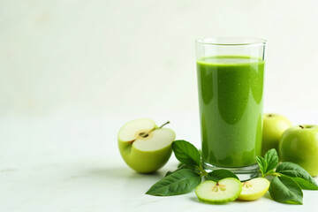 Healthy Green Juice in Glass – Spinach, Apple & Cucumber with Bright Minimal Styling