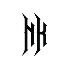 NK monogram logo design letter text name symbol monochrome logotype alphabet character simple logo