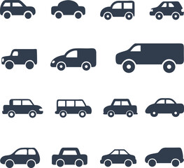 Obraz premium Set of cars vector icons. Flat car icon set. Vehicle icon set