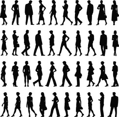 set of people silhouette design isolated vector