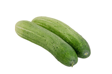 two fresh green cucumbers isolated on white background