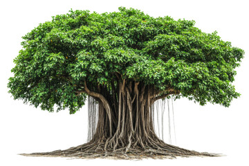 Fototapeta premium Majestic Banyan Tree in Lush Nature . Transparent background PNG