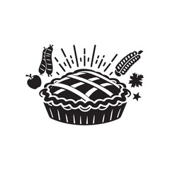 National Meat Pie Day Silhouette Vector Illustration, Solid White Background.