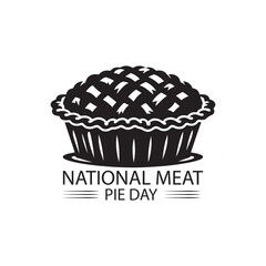 National Meat Pie Day Silhouette Vector Illustration, Solid White Background.