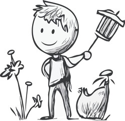 hand drawn stick man vector art