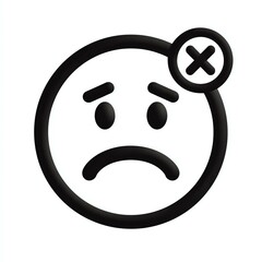 Fototapeta premium forbidden banned forbidden prohibition restriction A sad emoji symbolizing disappointment and frustration, representing negative emotions in a minimalistic design.