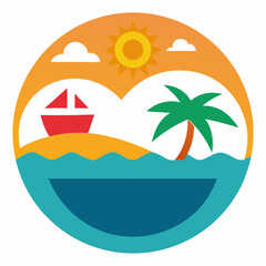 Obraz premium Summer vacation icon on white background.